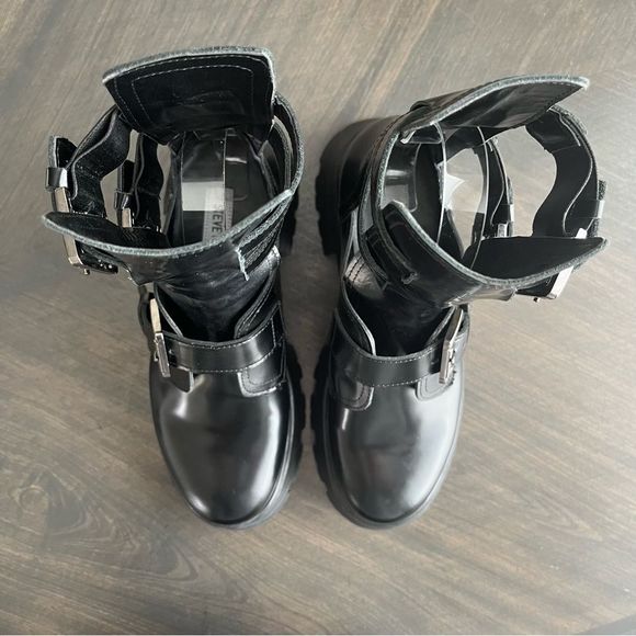STEVE MADDEN Okara Buckle Cutout Platform Boot in Black Leather Size 7 NWOT - Picture 11 of 15